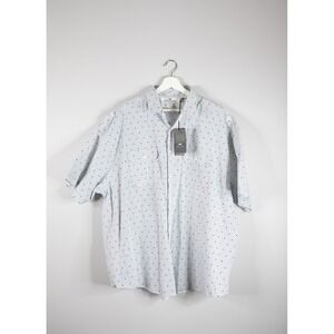 Steve's Jeans Button Down Shirt Mens 4X White Polka Dot NWT Short Sleeve Casual